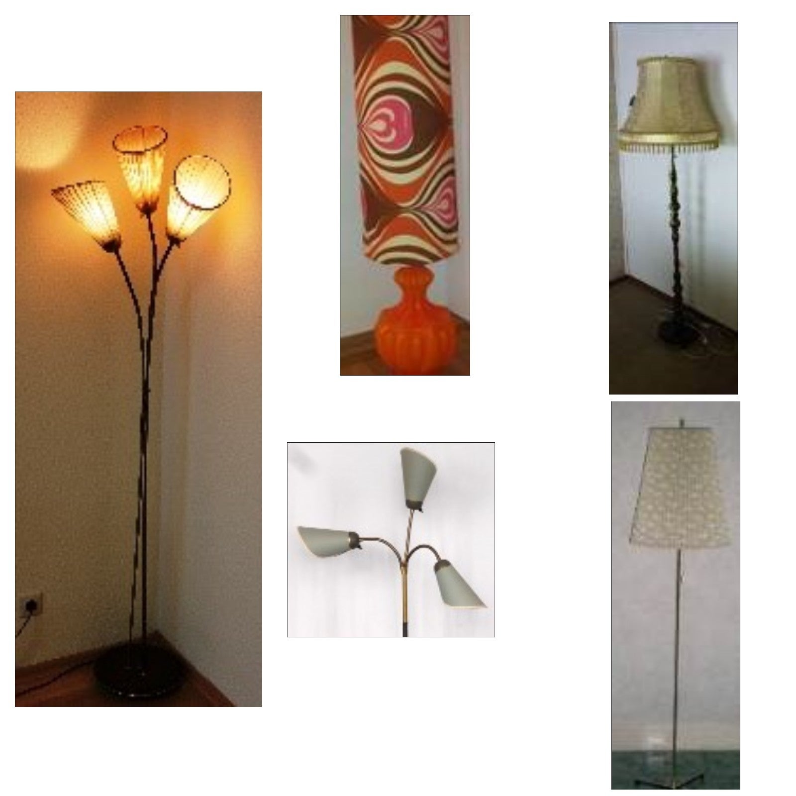 Stehlampen 60er/70er mieten - Retro-Standlampen ca. 150-180 cm mit Stoffschirm
