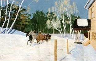 Troika Kulisse mieten – Russland Pferdekutsche 4,5 m x 3 m, handgemalt