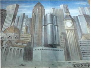 London Skyline Kulisse mieten – England Stadt 9 m x 4 m, handgemalt