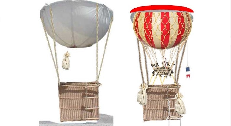 Heißluftballon-Nachbildung mieten – XXL Ballon mit Original-Korb, Event-Deko