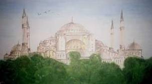 Istanbul-Kulisse mieten – Türkei, Orient, handgemalte Rollkulisse 4,5 x 3 m