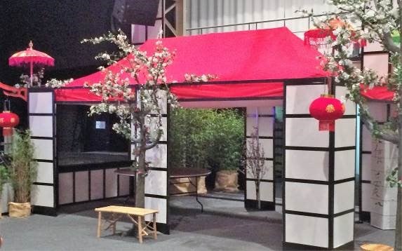 Pagodenzelte mieten - asiatische China/Japan Zelte, ca. 6 m, rot