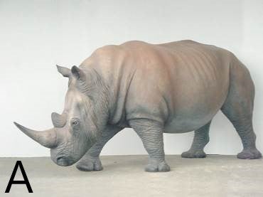 Nashorn-Figur mieten – bis ca. 420 cm lang, Afrika-/Savanne-Wildtier-Deko