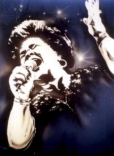 Jazz-Kulissen mieten – 6er-Set Blues & Sänger Backdrops, je ca. 320 x 300 cm