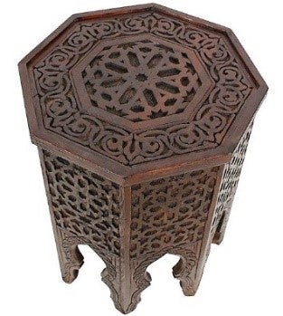 Orientalischer Holztisch mieten – Messingtisch mit Gravur für Orient-Deko – 2