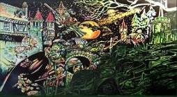 Halloween Gruselschloss Kulisse mieten – 200 x 140 cm, handgemalt – 2