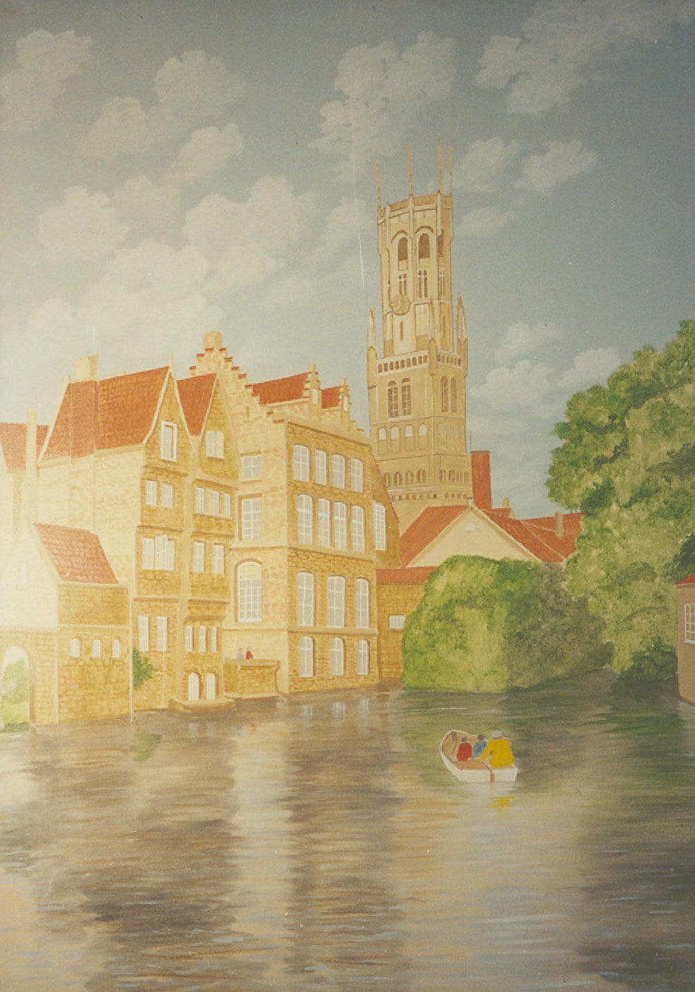 Holland-Kulisse mieten – Niederlande, Meer & Boot, handgemalt 140 x 200 cm