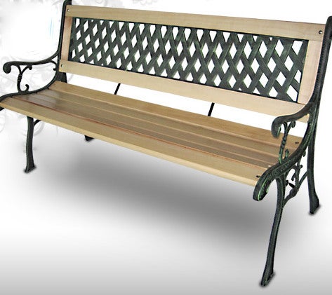 Parkbank mieten – originale Sitzbank Guss & Holz, bis 100 kg belastbar