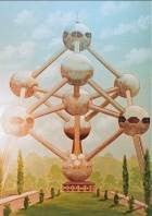 Atomium-Kulisse mieten – Belgien-Motiv, handgemalt, 140 x 200 cm – 3