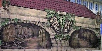 Weinkeller-Kulisse mieten - Gewölbekeller, Weinbau & Wein, handgemalt B1 – 3