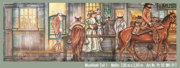 Music Hall Kulisse mieten – Western & USA Saloon Backdrop, ca. 7,5 m breit