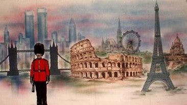 Europa-Kulisse mieten – Eiffelturm, London Eye, Colosseum & Tower Bridge | Event-Dekoration