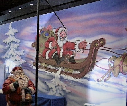 Weihnachts-Kulisse mieten – Weihnachtsmann mit Schlitten & Rentieren, ca. 14 m breit – 4