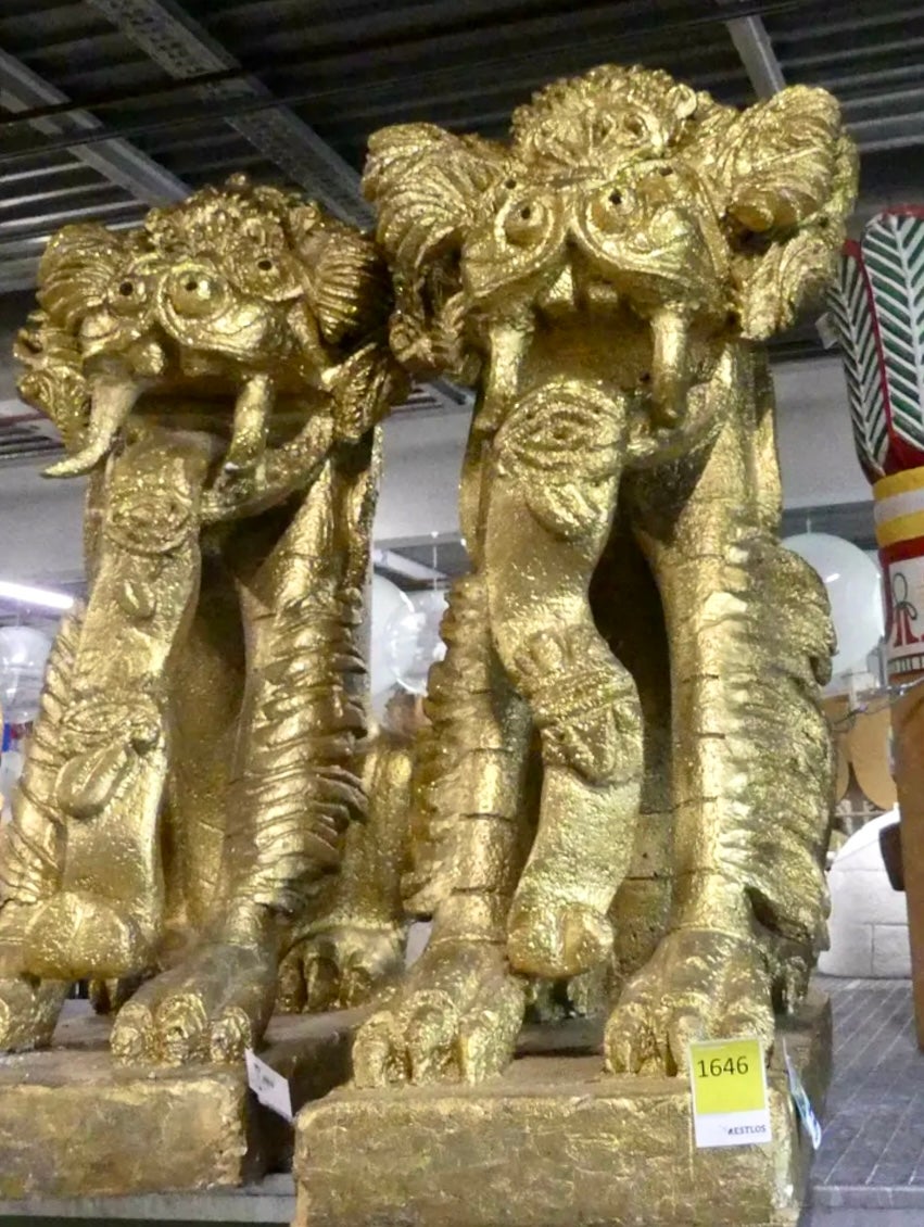 Asiatischer Drache mieten - goldene Deko-Figur ca. 200 cm, vollplastisch für China-Events