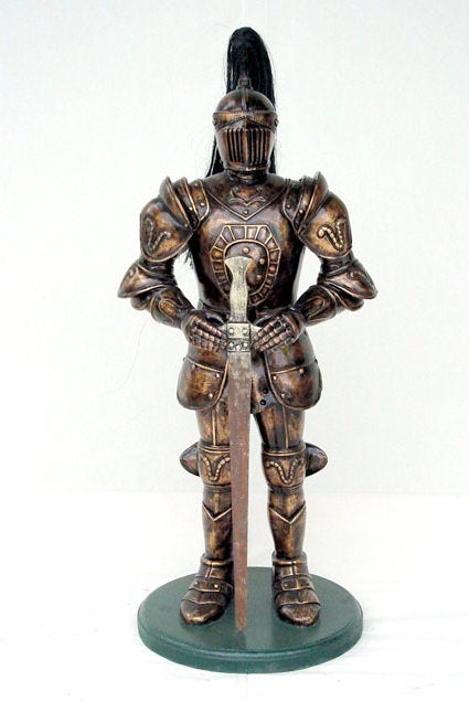 Ritter Figur mieten – Ritterrüstung 200 cm in Bronze, Mittelalter Deko