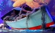 Ruderboot mieten ca. 240 cm - Holz-Deko-Boot rot/weiß inkl. Paddel – 2