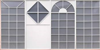Fensterfront-Kulisse mieten – transparente Fenster, LED-hinterleuchtbar, 1,28 x 2,6 m