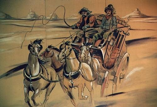 Western Postkutsche Kulisse mieten – Cowboy/Indianer 3,6 m x 2,4 m, B1