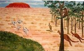 Ayers Rock-Kulisse mieten – Australien, roter Felsen, handgemalte Rollkulisse – 2