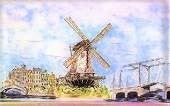Windmühlen-Kulissen mieten – Holland Mühle Backdrop, bis 9 m breit – 2