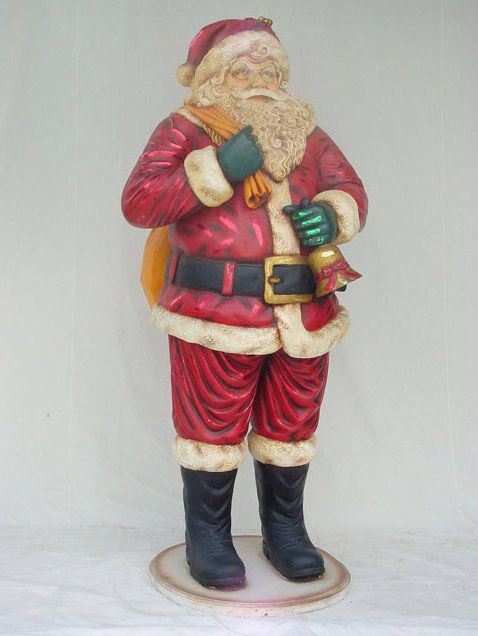 Weihnachtsmann-Figur mieten – Nikolaus mit Glocke ca. 185 cm, outdoor-geeignet