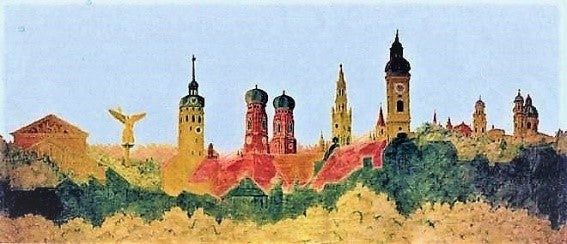 München-Kulisse mieten – „Über den Dächern von München“, handgemalt, 20 m – 2