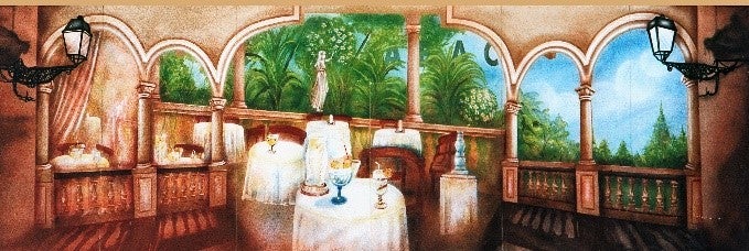 Spanisches Restaurant - Kulisse mieten - Spanien Speisesaal, handgemalt B1