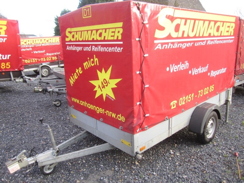 Planenanhänger mieten – 750 kg, führerscheinfrei (Klasse B), 300 x 150 x 160 cm
