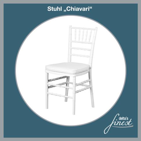 Chiavari-/Tiffany-Stuhl mieten – weißer Hochzeitsstuhl mit Sitzkissen