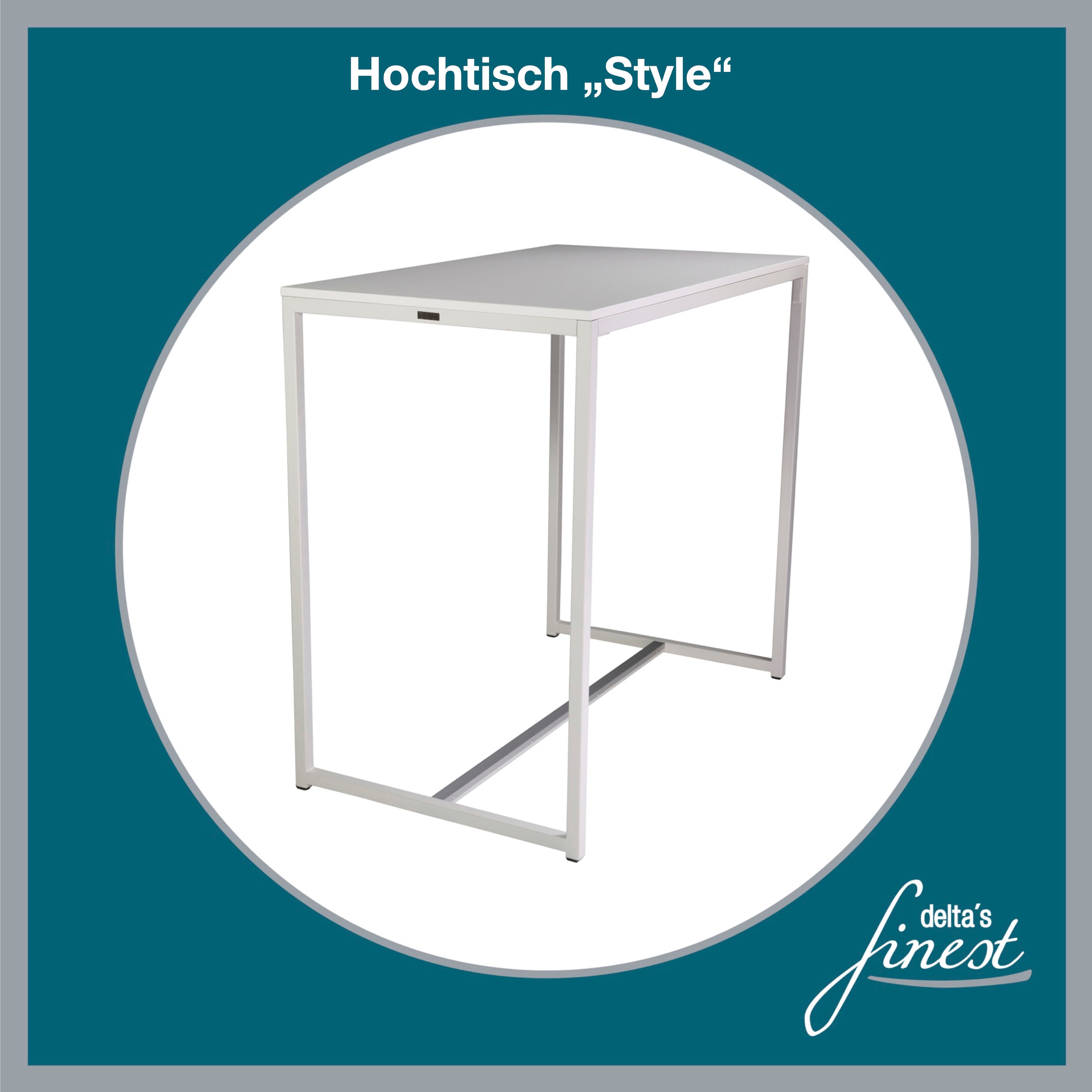Hochtisch Style mieten – Brückentisch / Stehtisch weiß, 110 cm