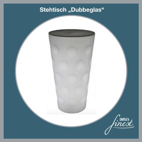 Beleuchteter Stehtisch Dubbeglas mieten – Dubbe-Tisch mit Akku-LED und Glasplatte
