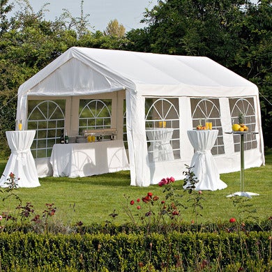 Partyzelt mieten 4 x 8 m - PVC-Festzelt mit Boden, inkl. Seitenwänden