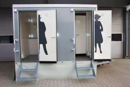 Toilettenwagen mieten – 2&1, Damen & Herren, sauber bestückt – 2