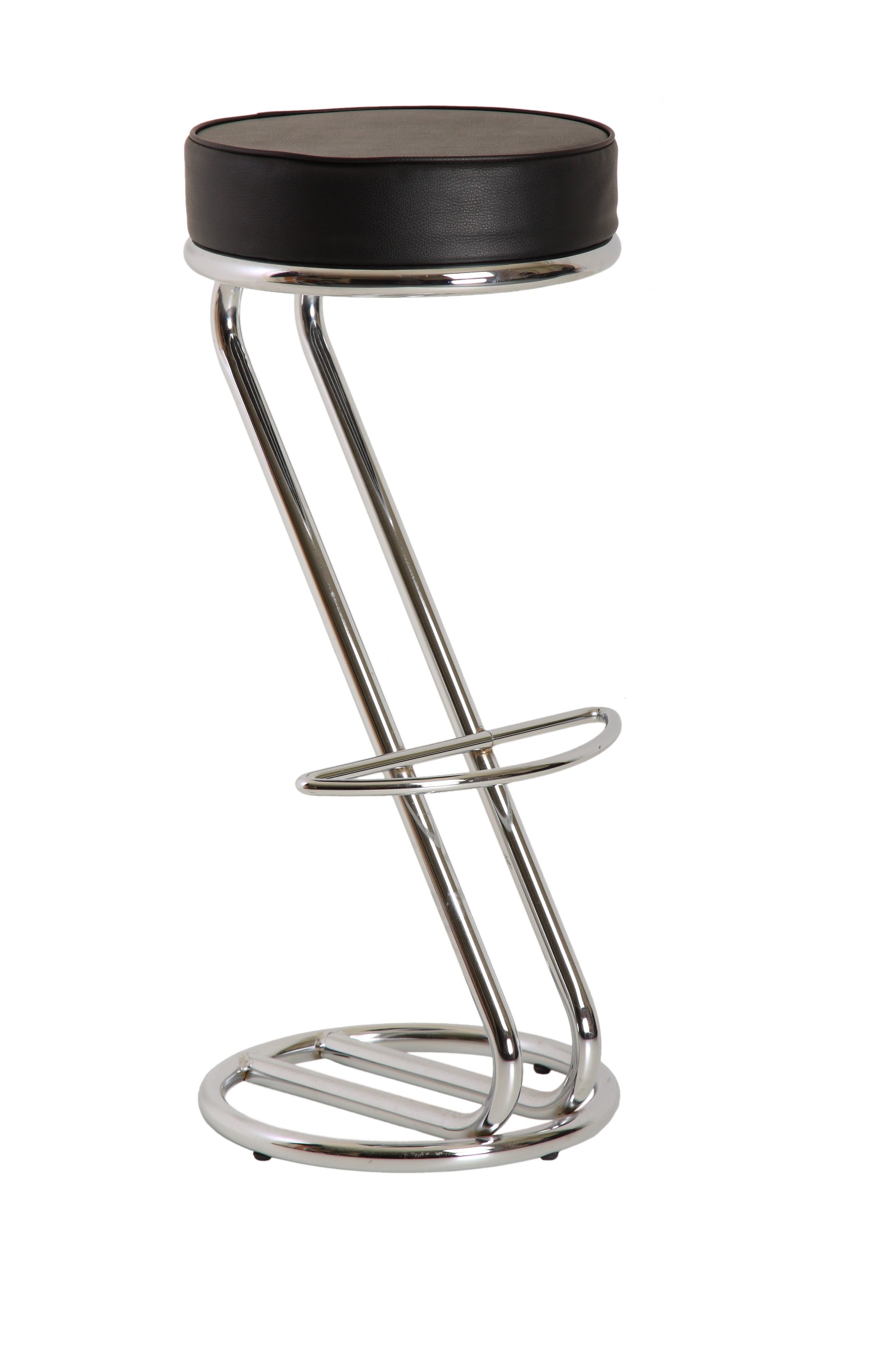 Barhocker mieten – Hocker mit schwarzem Polster & Chromgestell