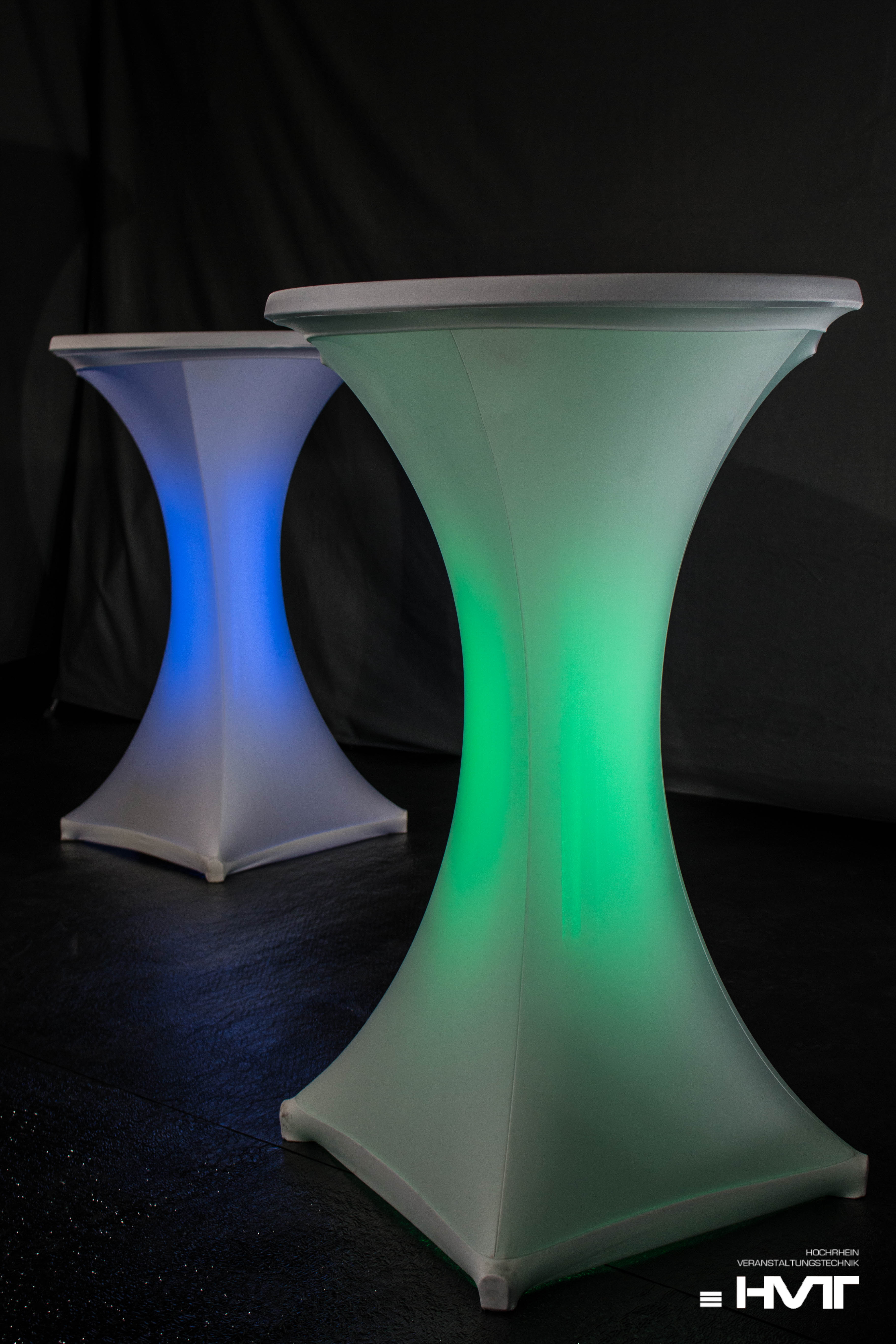 Stehtisch mieten – 70cm inkl. Husse und LED-Beleuchtung