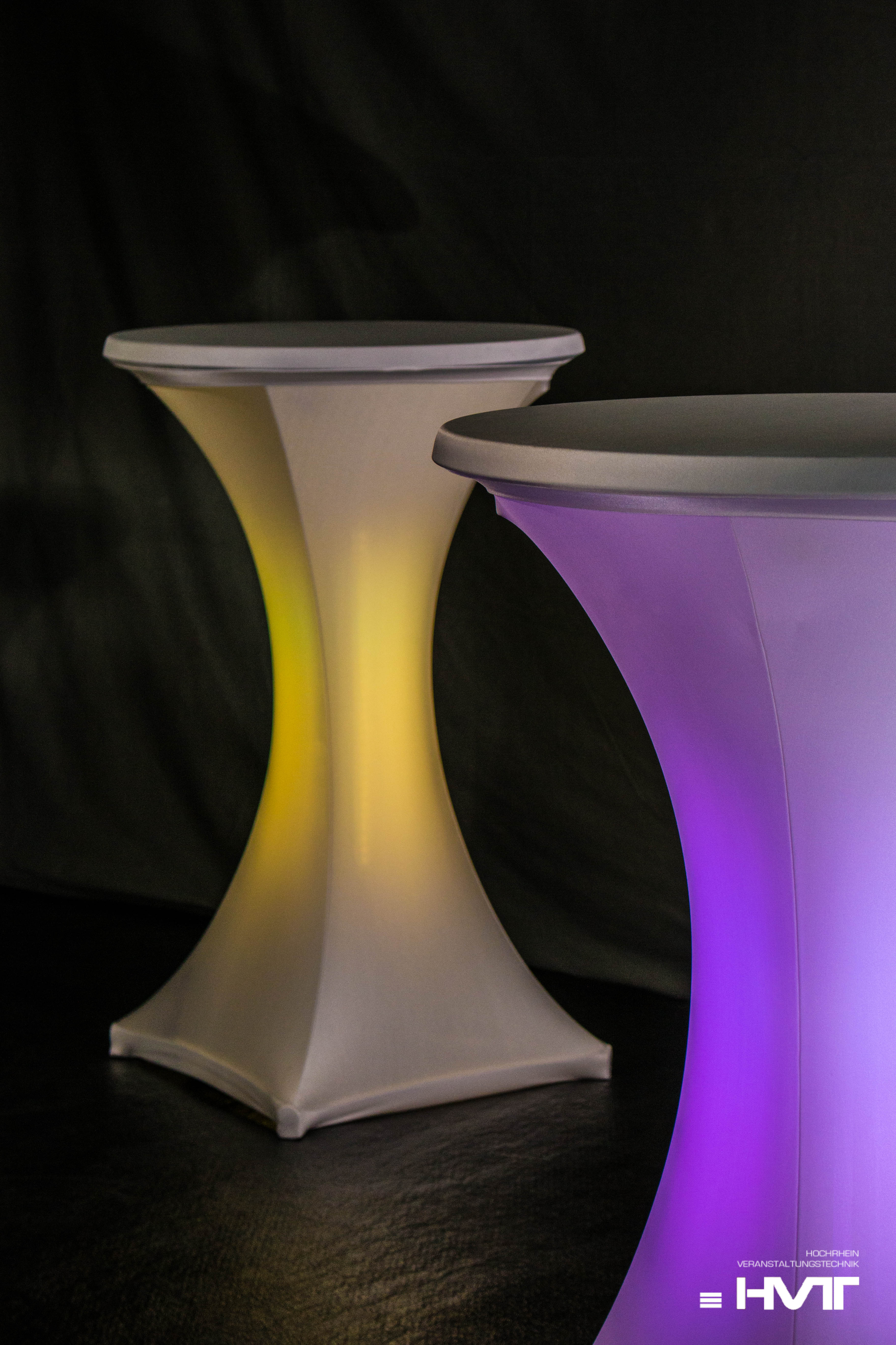 Stehtisch mieten – 70cm inkl. Husse und LED-Beleuchtung – 2