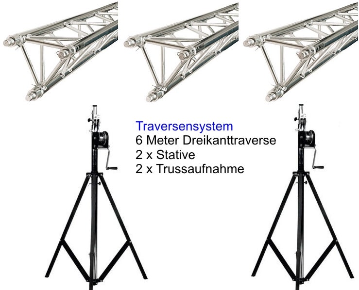 Traversensystem 6m mit Wind-up Stativen mieten