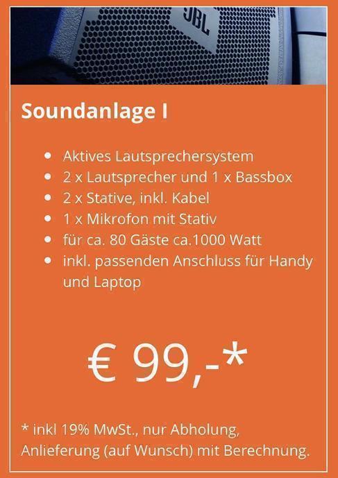 Party-Soundanlage mieten – Tonanlage mit 2 Lautsprechern, Subwoofer & Mikrofon für Events – 2