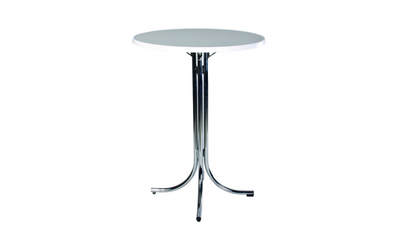 Stehtisch klappbar, chrom/weiß, Ø 85 cm mieten