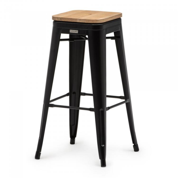 Barhocker GOTHAM, schwarz mit Sitzplatte ULME mieten