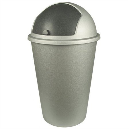 Abfalleimer, silbergrau mit Schwingdeckel, 50 Liter mieten