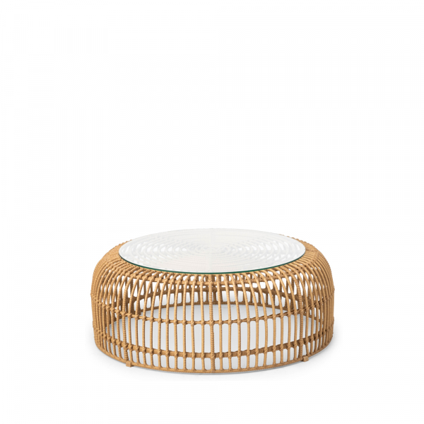 Tisch BALI mit Glasplatte groß, beige mieten