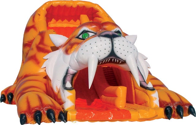 Riesenrutsche Tiger mieten – aufblasbare Riesenrutsche im Tiger-Design