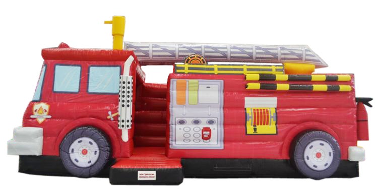 Feuerwehrtruck 3in1 Combo mieten – Hüpfen, Klettern & Rutschen für Kinder
