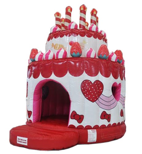 Hüpfburg Torte mieten – runde Hüpfburg im Geburtstagstorten-Design