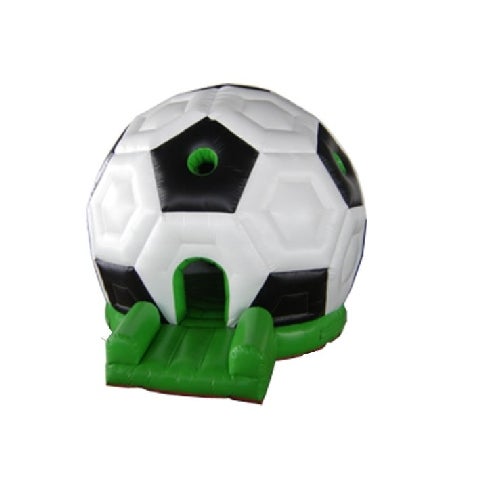 Fußball-Hüpfburg mieten – runde Hüpfburg im Fußball-Design für Kinder