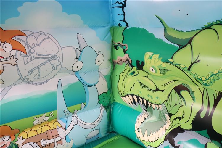 Hüpfburg Dino 3x4m mieten – Dinosaurier-Hüpfburg mit Rutsche für Kinder – 4