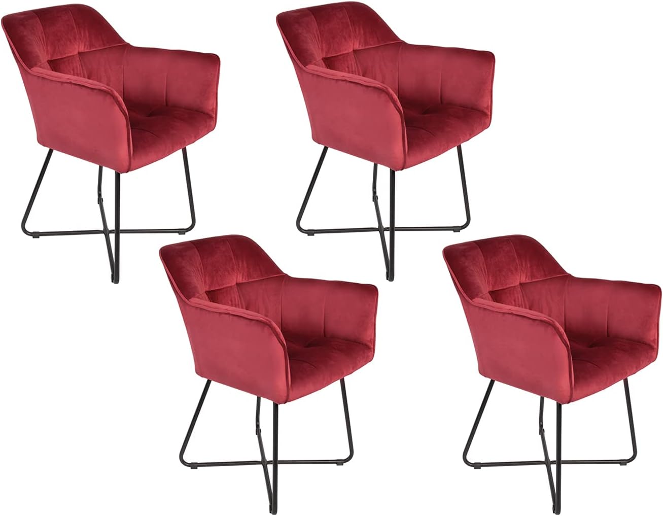 Konferenzsessel & Loungesessel mieten – SAM in Samt Rot mit schwarzem Metallrahmen – 2