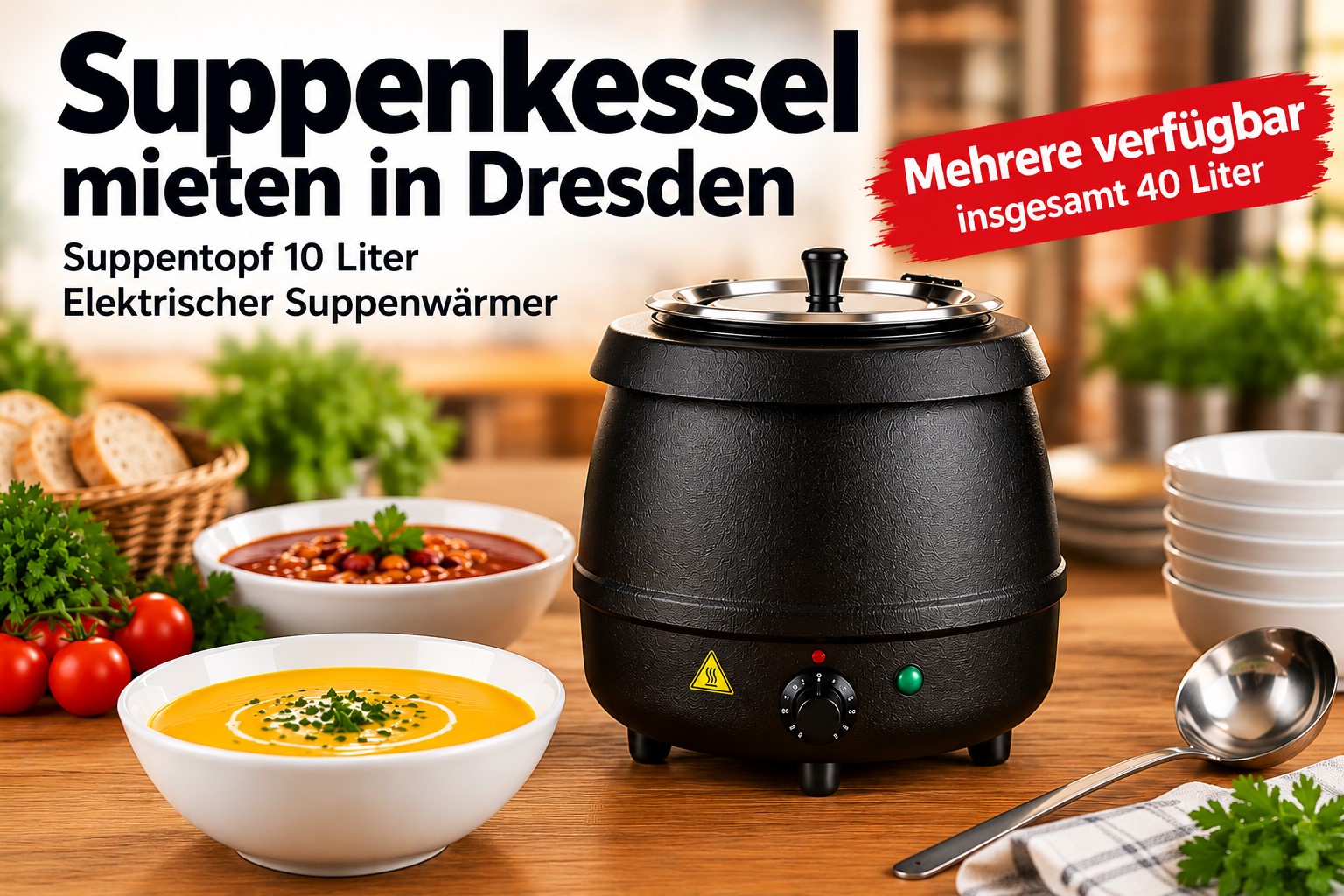 Suppenkessel mieten Dresden – Suppentopf 10L, Suppenwärmer