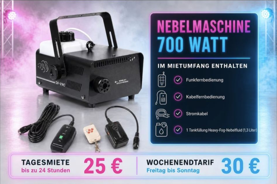 Nebelmaschine 700/1300 W mieten inkl. Fluid – Hamm – 5